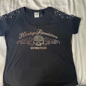 Harley-Davidson Scoop Neck T-Shirt, Sleeves w/ Studs